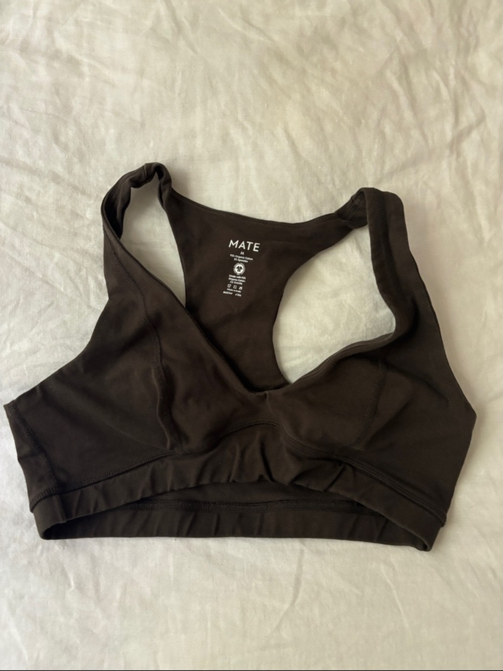 MATE the Label dark brown/ greenish sports bra 100% organic cotton